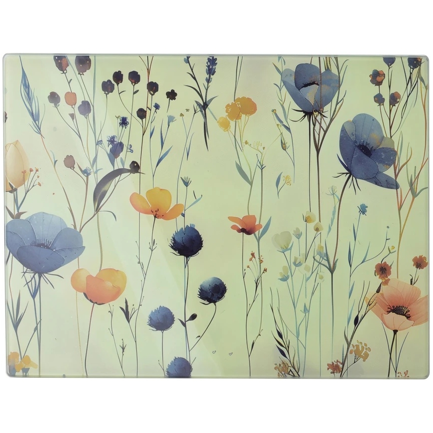 Allesken Aria glass cutting board 40x30cm flowers