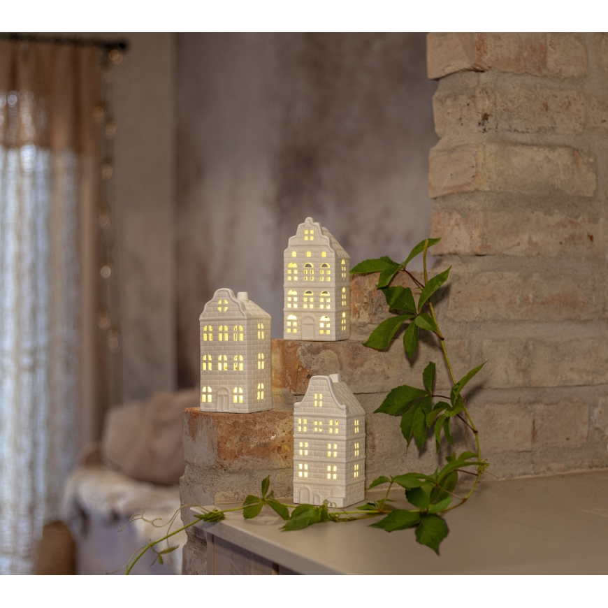 Star Trading Vinter керамический домик настольное украшение 3 шт, белый – 3
