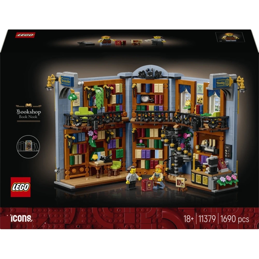 LEGO® Icons Grāmatnīca: grāmatu plauktu dekors, komplekts 11379