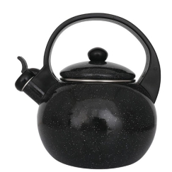 Tējkanna ar svilpi, emaljēts tērauds, melna, 2.2L, KH 2039, King