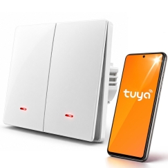 Qoltec 52706 Gudrais divkāšu gaismas slēdzis | Wi-Fi | Taimeris | Tuya | Gudra dzīve | Balts