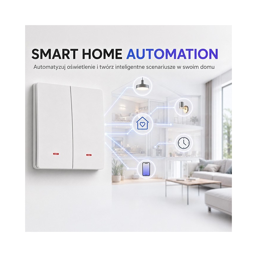 Qoltec 52706 Älykäs kaksikytkin | Wi-Fi | Ajastin | Tuya | Älykäs elämä | Valkoinen – 2