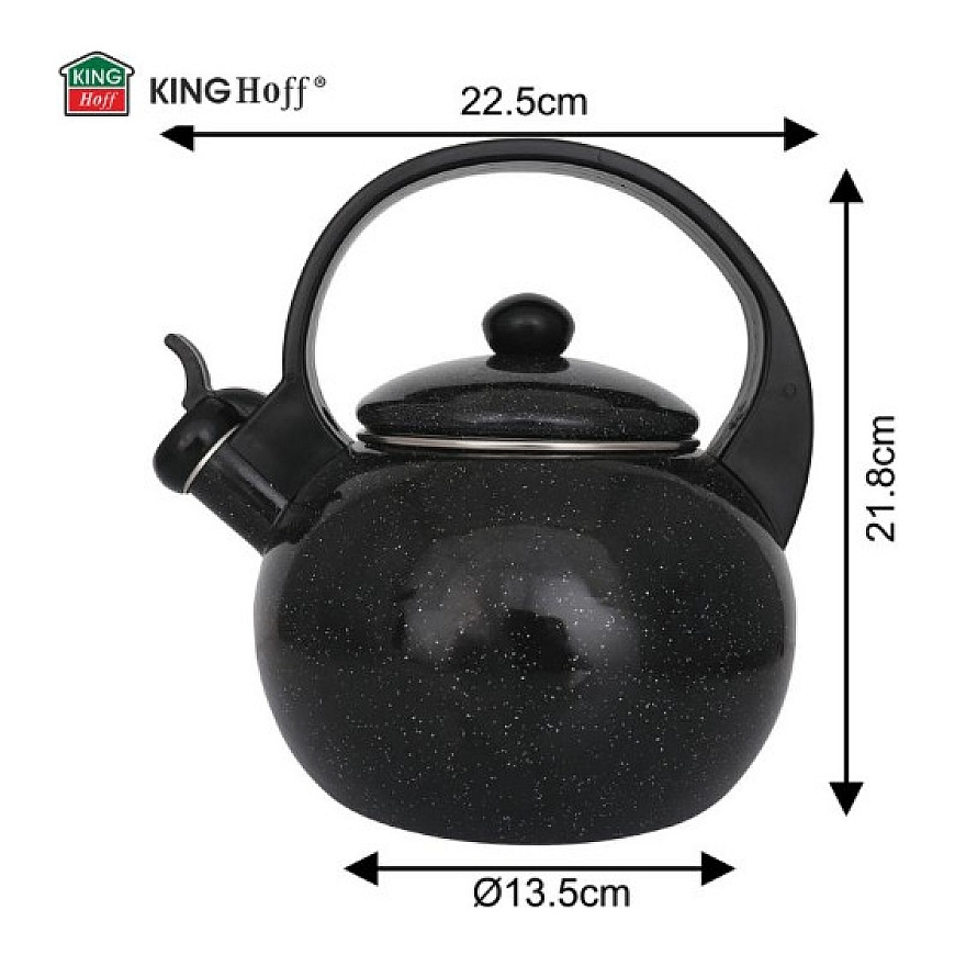 Tējkanna ar svilpi, emaljēts tērauds, melna, 2.2L, KH 2039, King – 3