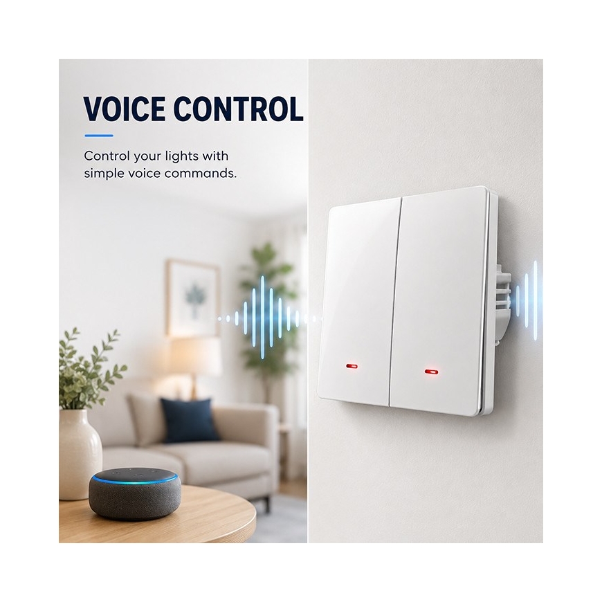 Qoltec 52706 Išmanusis dvigubas jungiklis | Wi-Fi | Laikmatis | Tuya | Išmanusis gyvenimas | Baltas – 3