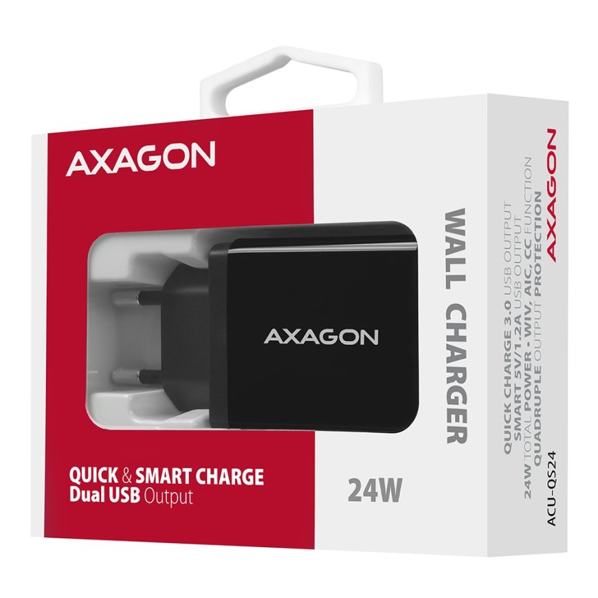 Axagon ACU-QS24 mobiliojo įrenginio kroviklis Išmanusis telefonas Juoda AC Spartusis įkrovimas Vidau – 4