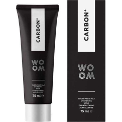 Woom Woom Carbon+ valkaiseva must hammastahna aktiivihiilellä