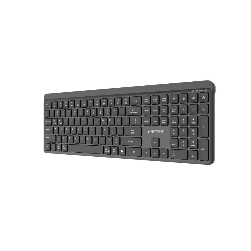 Gembird KB-WPS-03 Divu režīmu profesionāla plāna bezvadu tastatūra, 2.4G+BT, ASV izkārtojums – 3