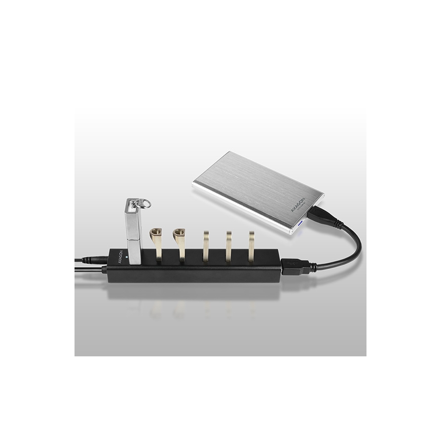 Axagon HUE-SA7BP interfeisa centrmezgls USB 3.2 Gen 1 (3.1 Gen 1) Type-A 5000 Mbit/s Melns – 5