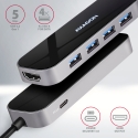 Axagon HMC-6H4A USB 3.2 Gen 1 hub, 4x USB-A, HDMI 4k/30Hz, PD 100W, 20cm USB-C cable