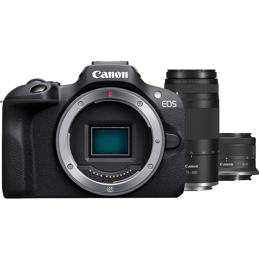 Canon EOS R100 + RF-S 18-45mm F4.5-6.3 IS STM Lens + RF 75-300mm F4-5.6 Lens MILC 24,1 MP CMOS 6000