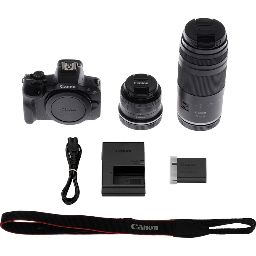 Canon EOS R100 + RF-S 18-45mm F4.5-6.3 IS STM Lens + RF 75-300mm F4-5.6 Lens MILC 24,1 MP CMOS 6000 – 4