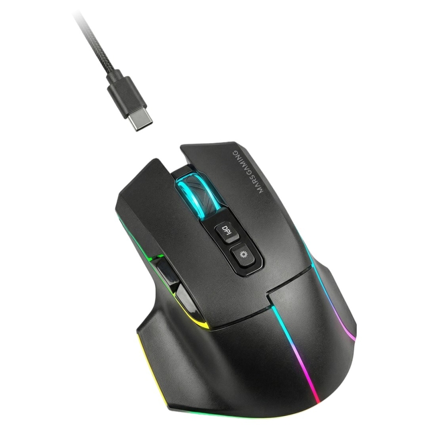 Mars Gaming MMWVECTOR-hiiri oikeakätisille, RF Wireless + Bluetooth + USB Type-A, optinen, 12000 DPI – 4