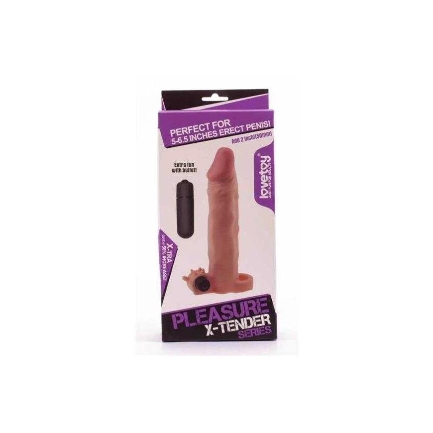 Lovetoy Pridėkite 2 colių „Pleasure X Tender“ vibruojančią penio rankovę su minkšta oda