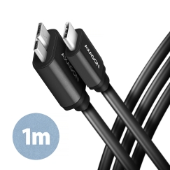 Axagon BUMM3-CM10AB USB-kaabel USB 3.2 Gen 1 (3.1 Gen 1) 1 m Micro-USB B USB C 5 Gbit/s Must