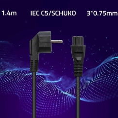 Qoltec strāvas kabelis IEC C5/SCHUKO (50548) melns