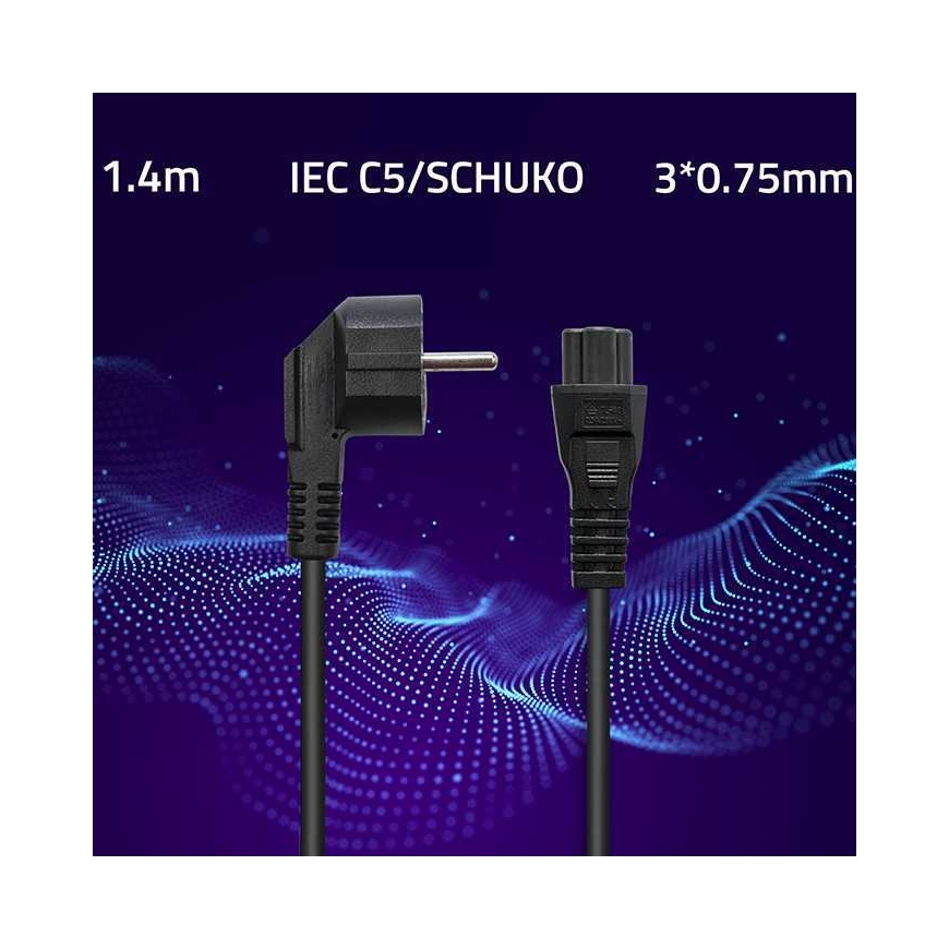 Qoltec virtajohto IEC C5/SCHUKO (50548) musta