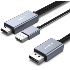 BENFEI HDMI į DisplayPort laidas 4K 60Hz 2K 144Hz 1080P 165Hz vienkryptis 1.8 m pilkas