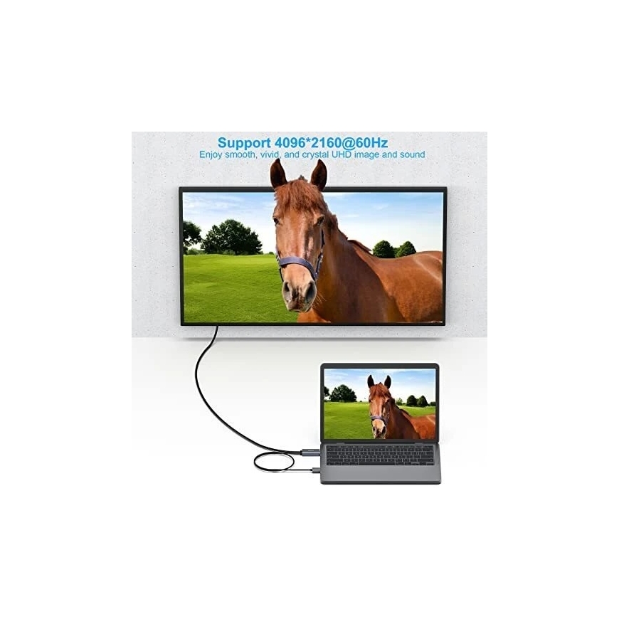 BENFEI HDMI į DisplayPort laidas 4K 60Hz 2K 144Hz 1080P 165Hz vienkryptis 1.8 m pilkas – 4
