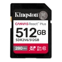 Kingston Technology 512GB Canvas React Plus SDXC UHS-II 280R/150W U3 V60 for Full HD/4K Kingston Technology 512GB Canvas React Plus SDXC UHS-II 280R/150W U3 V60 for Full HD/4K