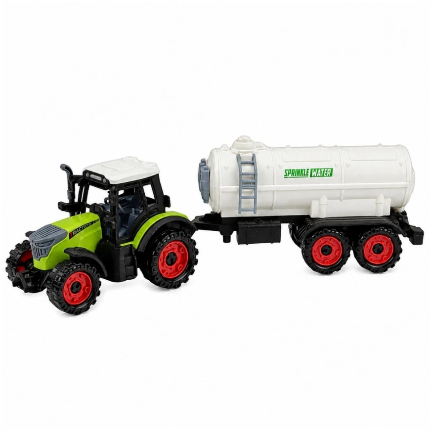 Lean Toys Mänguasi traktor järgmise mahutiga, hõõrdumisega käik, roheline/valge, 34 × 10 × 7,5 cm – 2