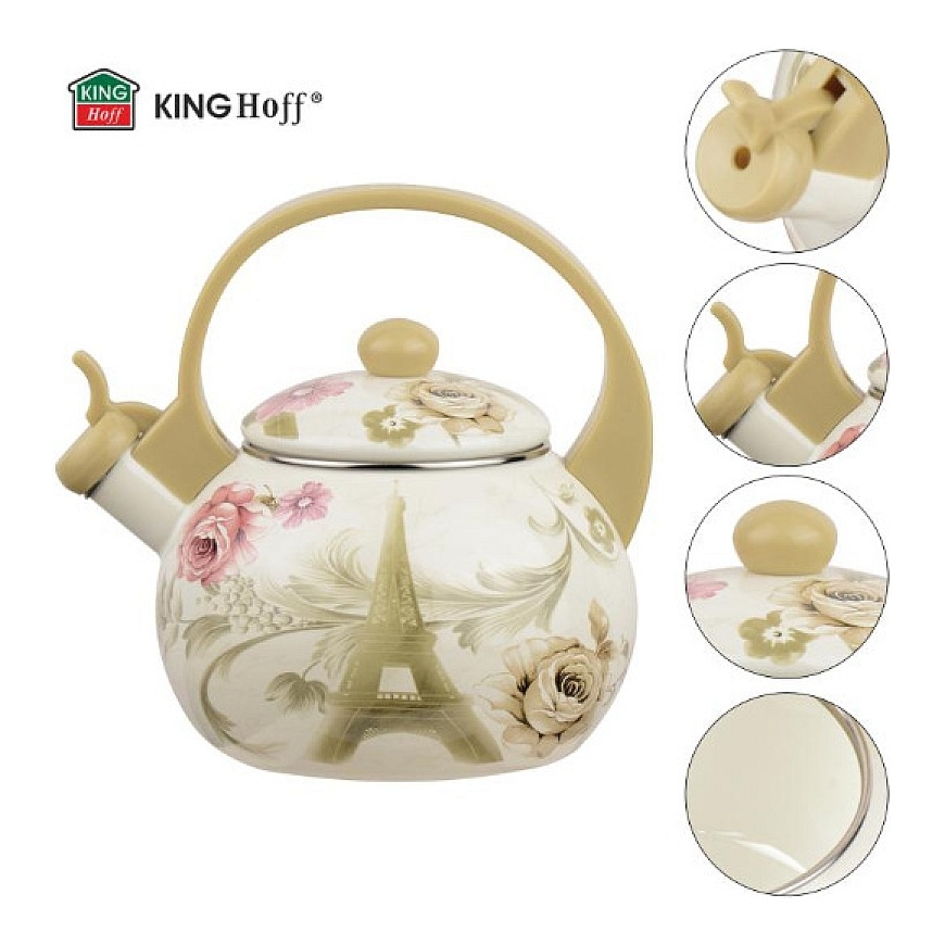 Tējkanna ar svilpi, emaljēts tērauds, raksts – Parīze, 2L, KH 20 – 5