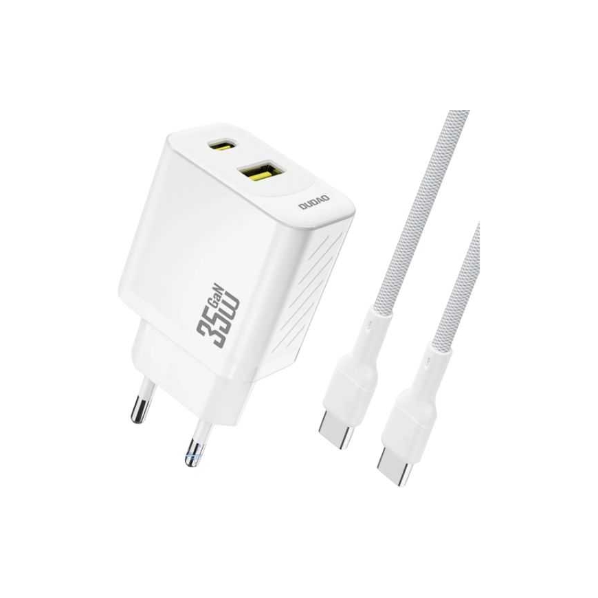 Dudao A27 MaxC 35W GaN + USB-C vads balts – 2