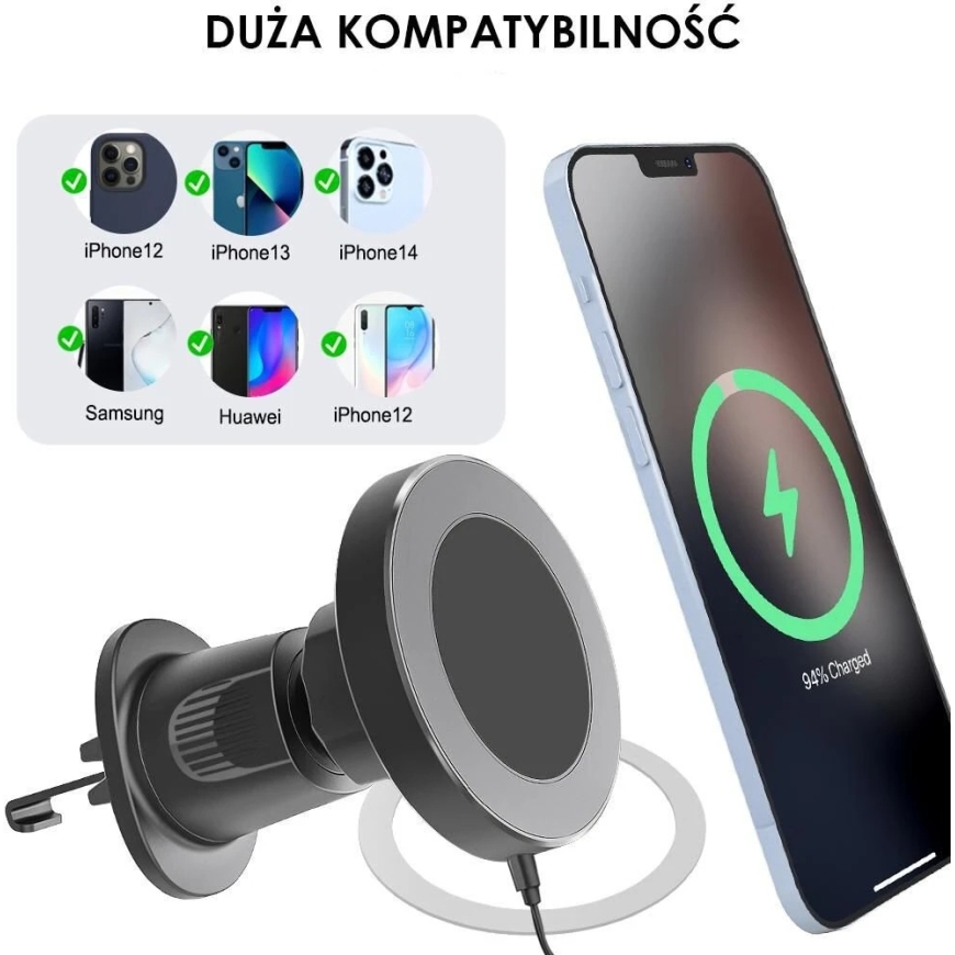 Spigen Tālruņa Turētājs - eXtreme O-14W MagSafe Auto Turētājs 15W Bezvadu Uzlāde Gaisa Ventilācijai Melns – 4