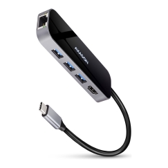 Axagon HMC-6GL USB 3.2 Gen 1 hub, 3x USB-A, HDMI 4k/30Hz, RJ-45, PD 100W, 20cm USB-C cable