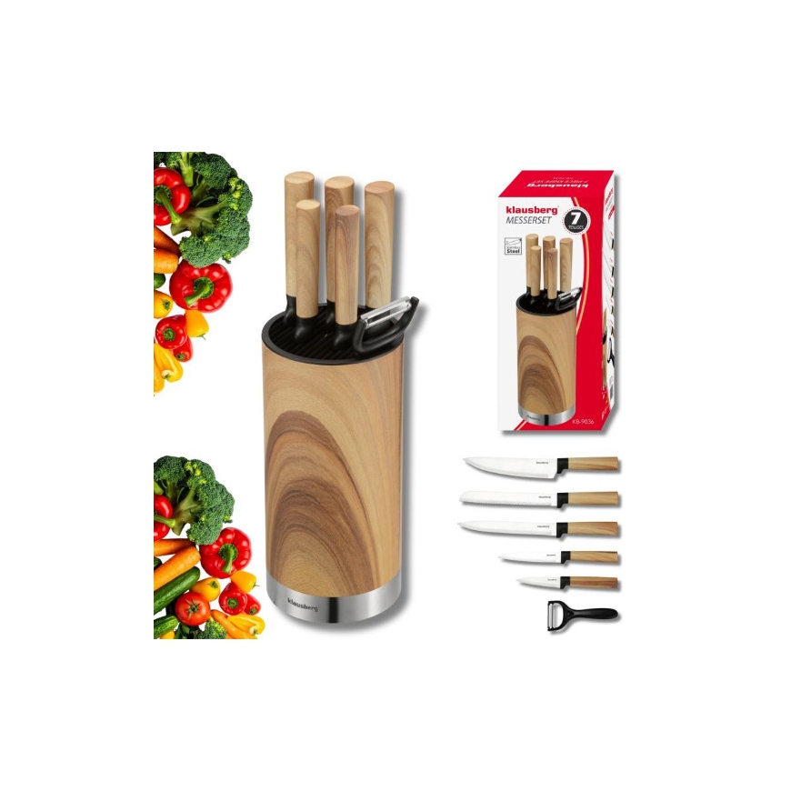 7-piece knife set with block, stainless steel, KB 9036, Klausber – 2