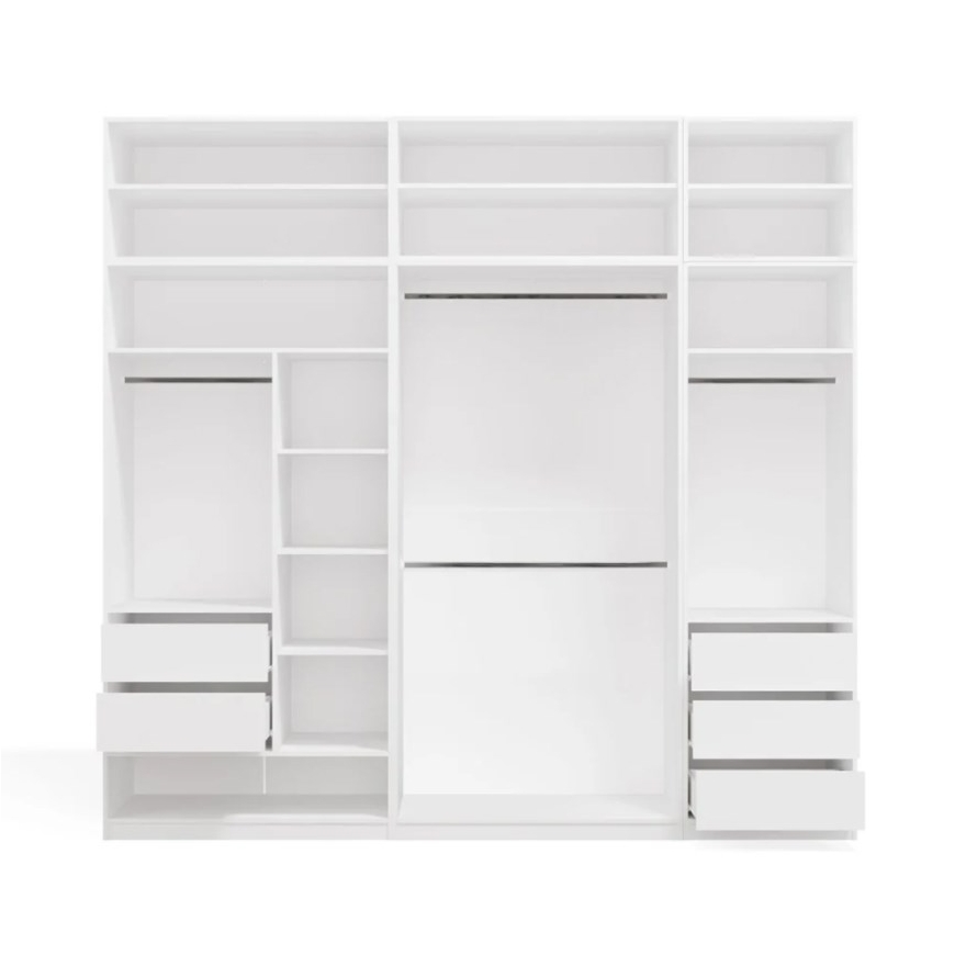 OPENO Modular Wardrobe SET 260/250 WHITE Drawers, Hanging Rails, Shelves – Large – For the Bedroom