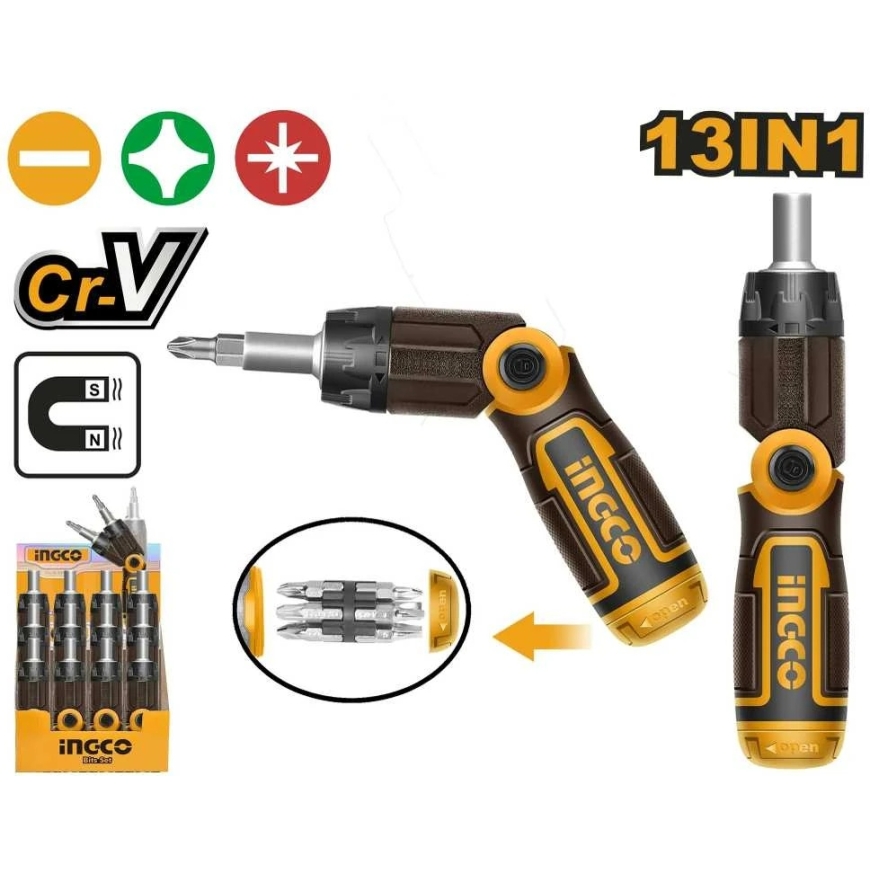 Ingco AKISD1208 cordless screwdriver with a connector and 12 CrV bit set – 2