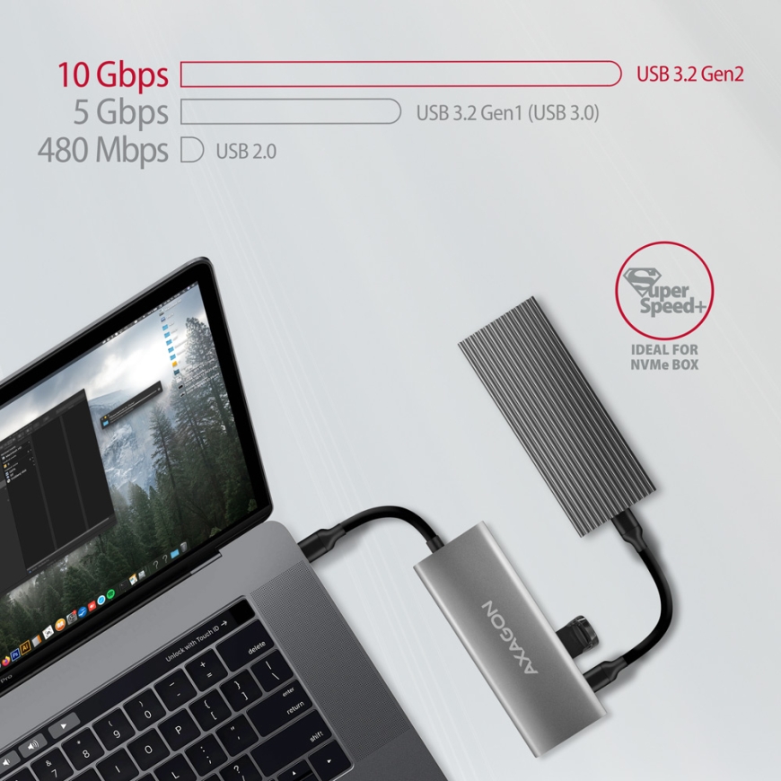 Axagon HMC-5G21 док-станция для ноутбука Проводная USB 3.2 Gen 2 (3.1 Gen 2) Type-C Серый – 4