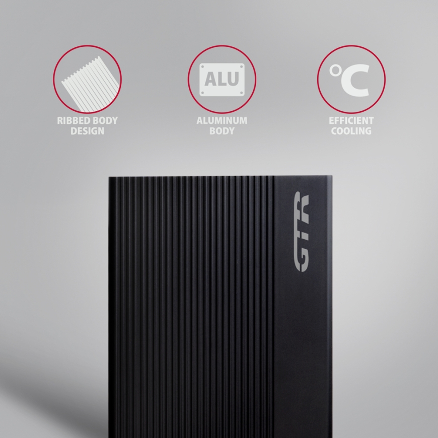 Axagon EE35-GTR USB-C 5Gbps - SATA 6G, 3.5 RIBBED box BLACK - USB Typ C HDD korpusas Juoda 3.5" – 3