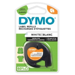 Dymo LetraTAG -silitettävä teippi 12 mm x 2 m, musta valkoisella pohjalla