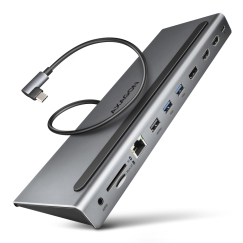 Axagon HMC-4KX3 knyginių kompiuterių dokas / jungčių replikatorius Vielinis USB 3.2 Gen 1 (3.1 Gen 1) Type-C Pilka