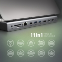 Axagon HMC-4KX3 USB 5Gbps hub, 3x USB-A, 2x HDMI, DP, RJ-45, SD/microSD, audio, PD 100W