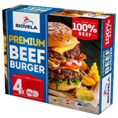 Frozen beef patties for burgers BIOVELA, frozen, 4x125 g