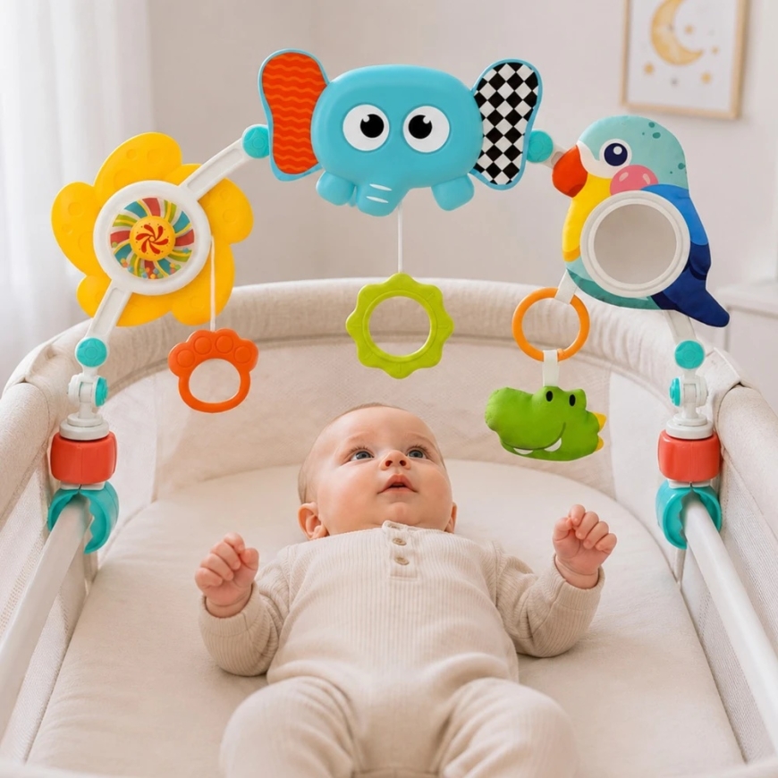 WOOPIE BABY Sensory Arch with Toys for Cradle and Stroller Elephant Parrot – 2