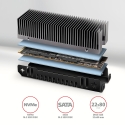 Axagon CLR-M2XT Aluminum passive cooler for single and double-sided M.2 SSDs size 2280, height 24 mm