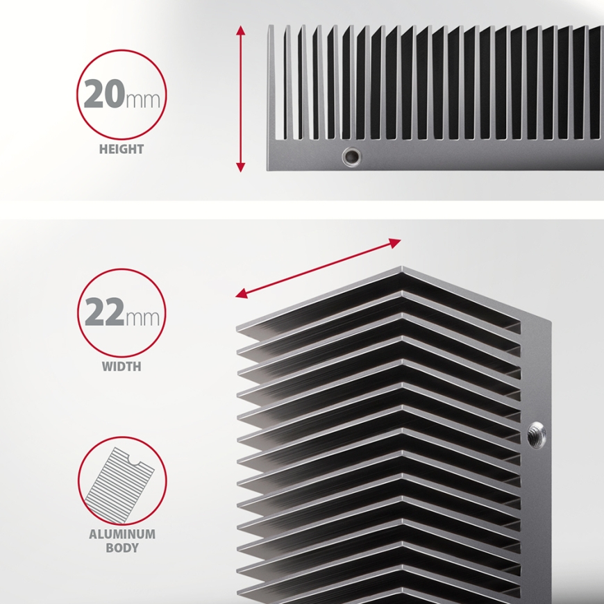Axagon CLR-M2XT M.2 SSD Passivkühler Aluminium - 2280 M.2 NVMe SSD, SSD-draiv Kütteseade/radiaator M – 3