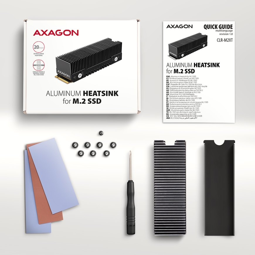 Axagon CLR-M2XT M.2 SSD Passivkühler Aluminium - 2280 – 5