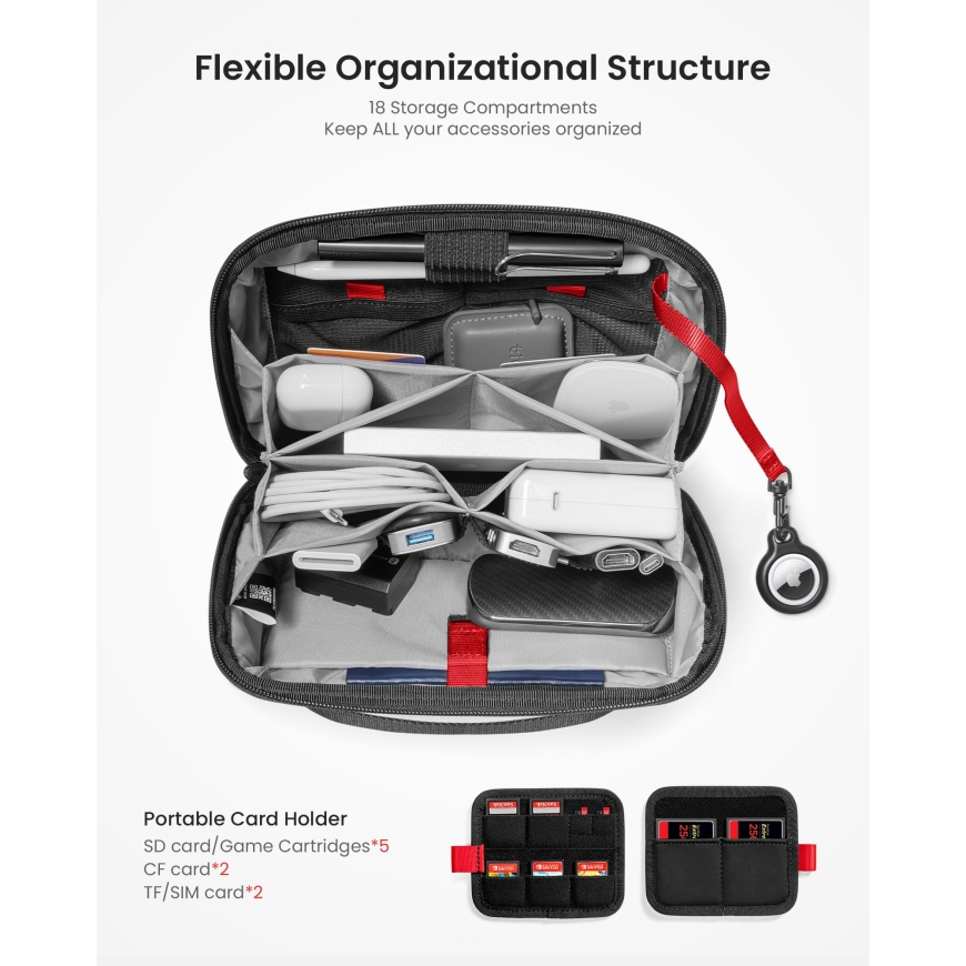 tomtoc Navigator T13 Pro technikos organizatorius, juodas – 2