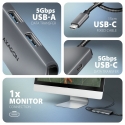 Axagon HMC-5H8K USB 5Gbps hub 2x USB-A USB-C HDMI 8k/30Hz PD 100W kabel USB-C Wired USB 3.2 Gen 1 (3