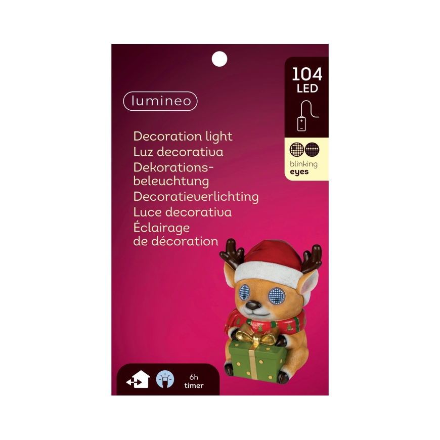 Lumineo LED rotājums ar kustīgiem gaismojošiem acīm, 35 cm, iekštelpām un āra lietošanai – 3