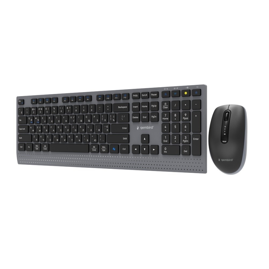 Gembird KBS-WPS-02-CYRL Двухрежимный тонкий беспроводной набор для настольного компьютера, 2.4G+BT, RU раскладка – 3