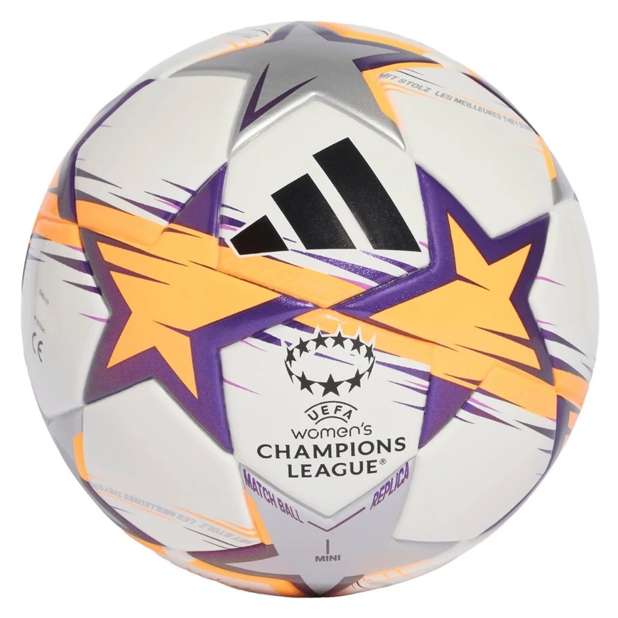 adidas UCL Naiste Mini Jalgpall 26/27 Liigafaasi valge ja oranž-lilla KE5143 (1)