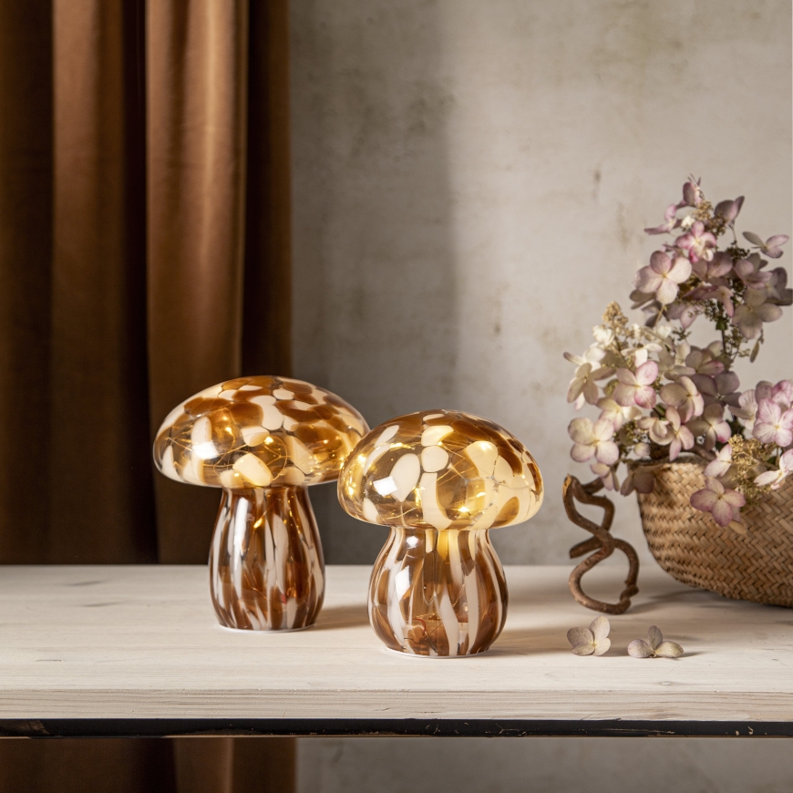 Star Trading Funghi dekoratyvinė lempa 15 cm, ruda – 3