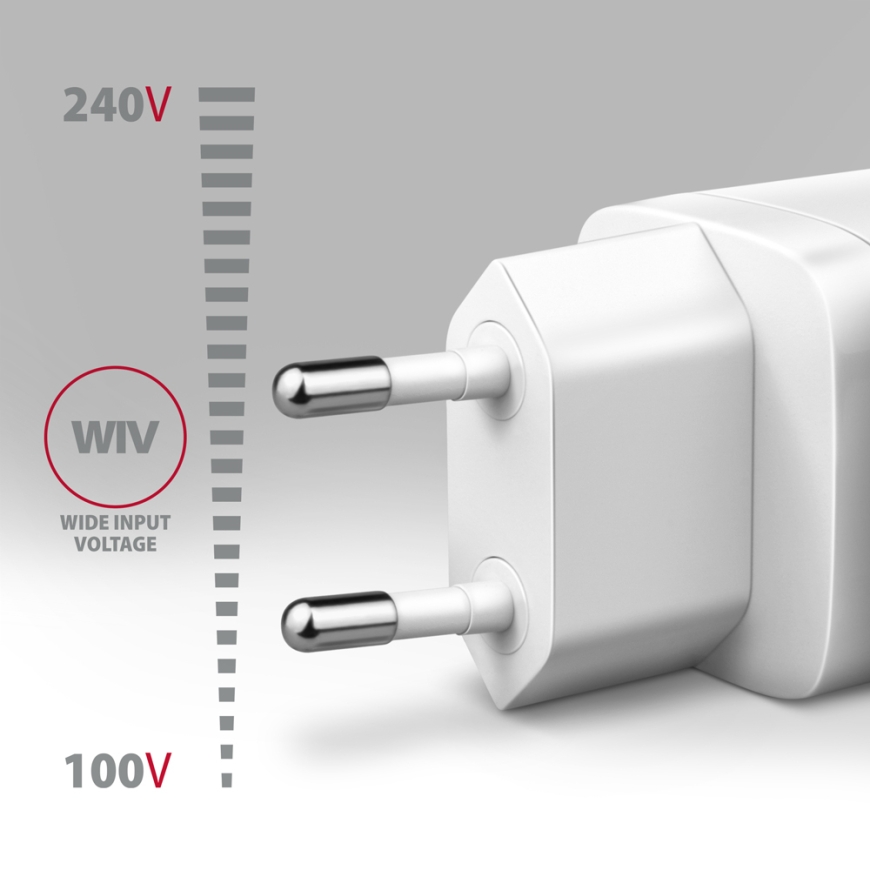 Axagon ACU-PQ30W Ladegerät QC3.0.4.0/AFC/FCP/PPS/Apple+ PD USB-C 30W - weiß - USB Typ C – 3