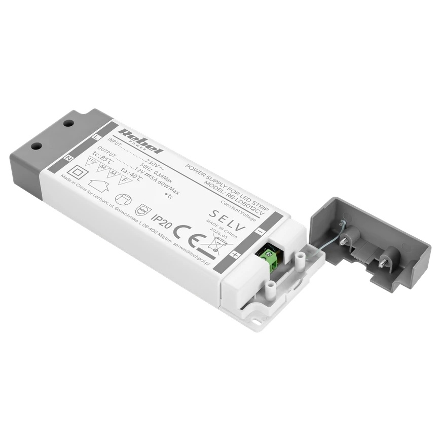 Rebel virtalähde LED-valoille 12V/5A, maks, 60W, IP20 – 2
