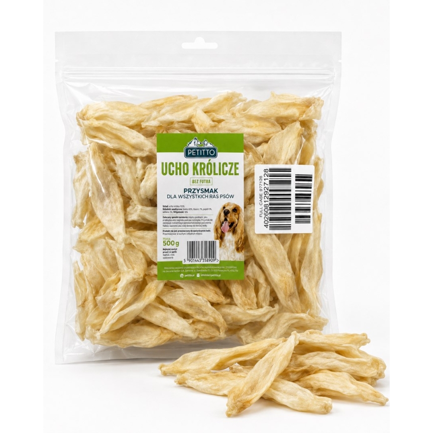 PETITTO Jänese kõrv ilma karvata Mono - koeraksessuaar - 500g – 4